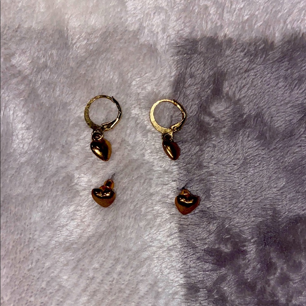 Gold Heart Drop Earrings